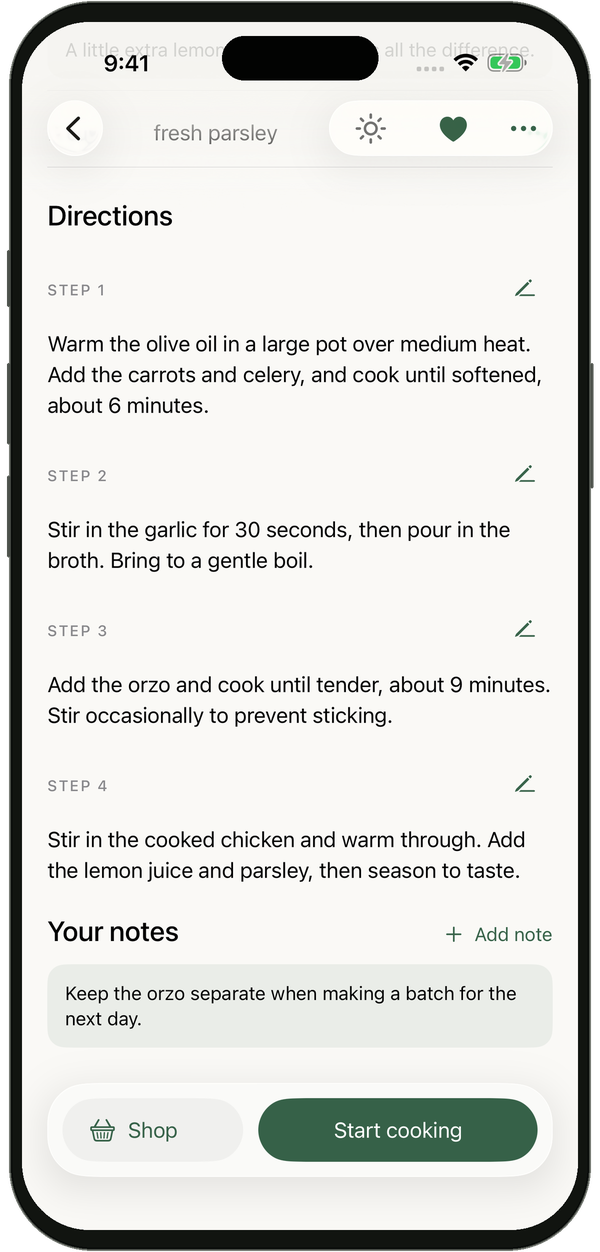 Personal cooking notes in Saltpaper