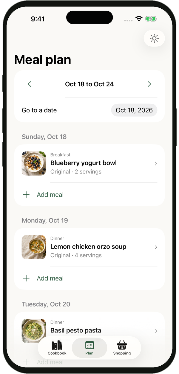 Saltpaper weekly meal plan